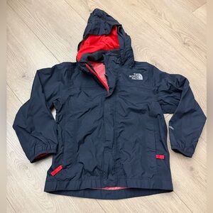 The North Face Kids' Black & Red Waterproof Hooded Jacket rain jacket size 5 XXS